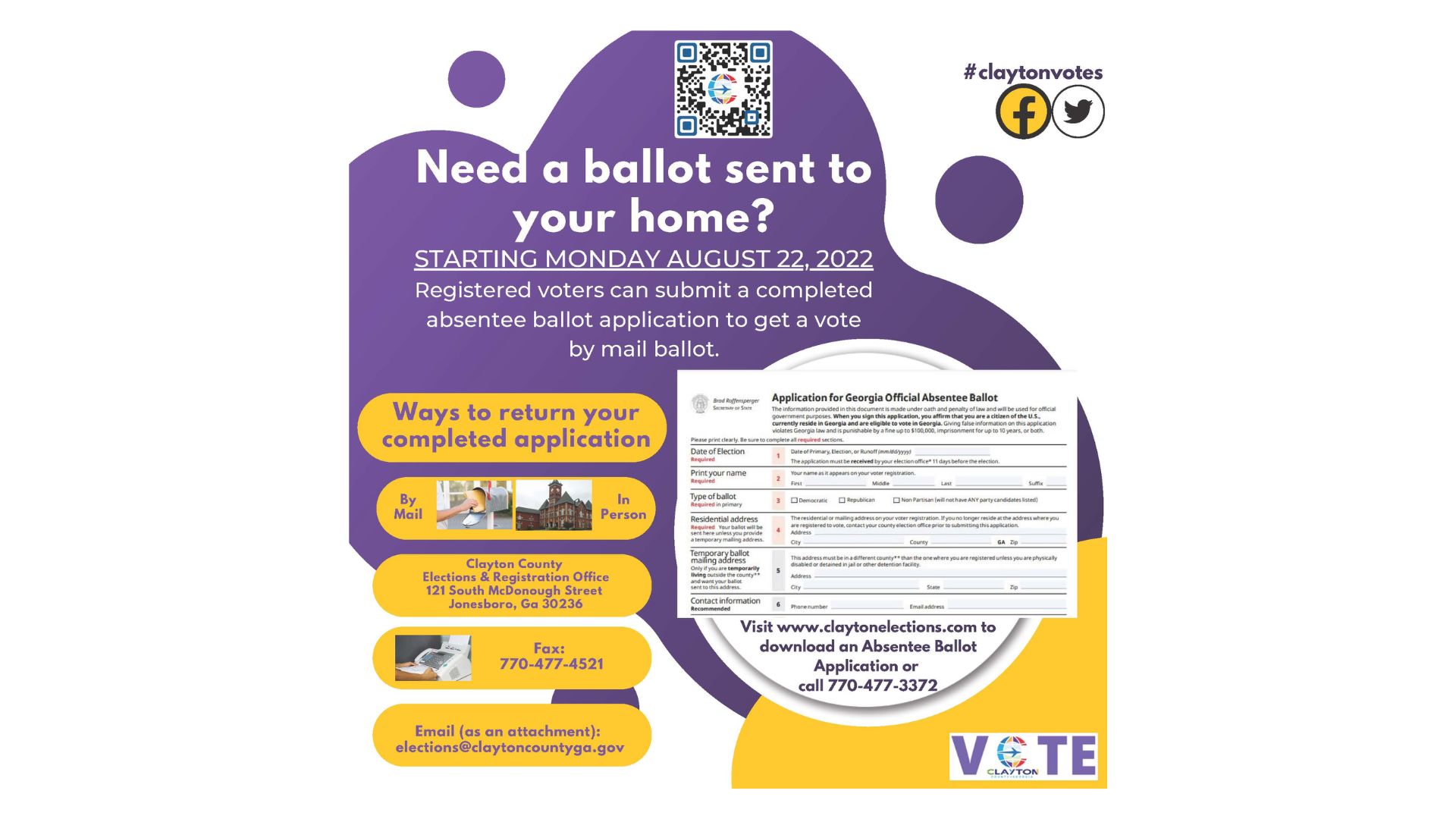 How to apply for an absentee ballot for november 2022 in Clayton County